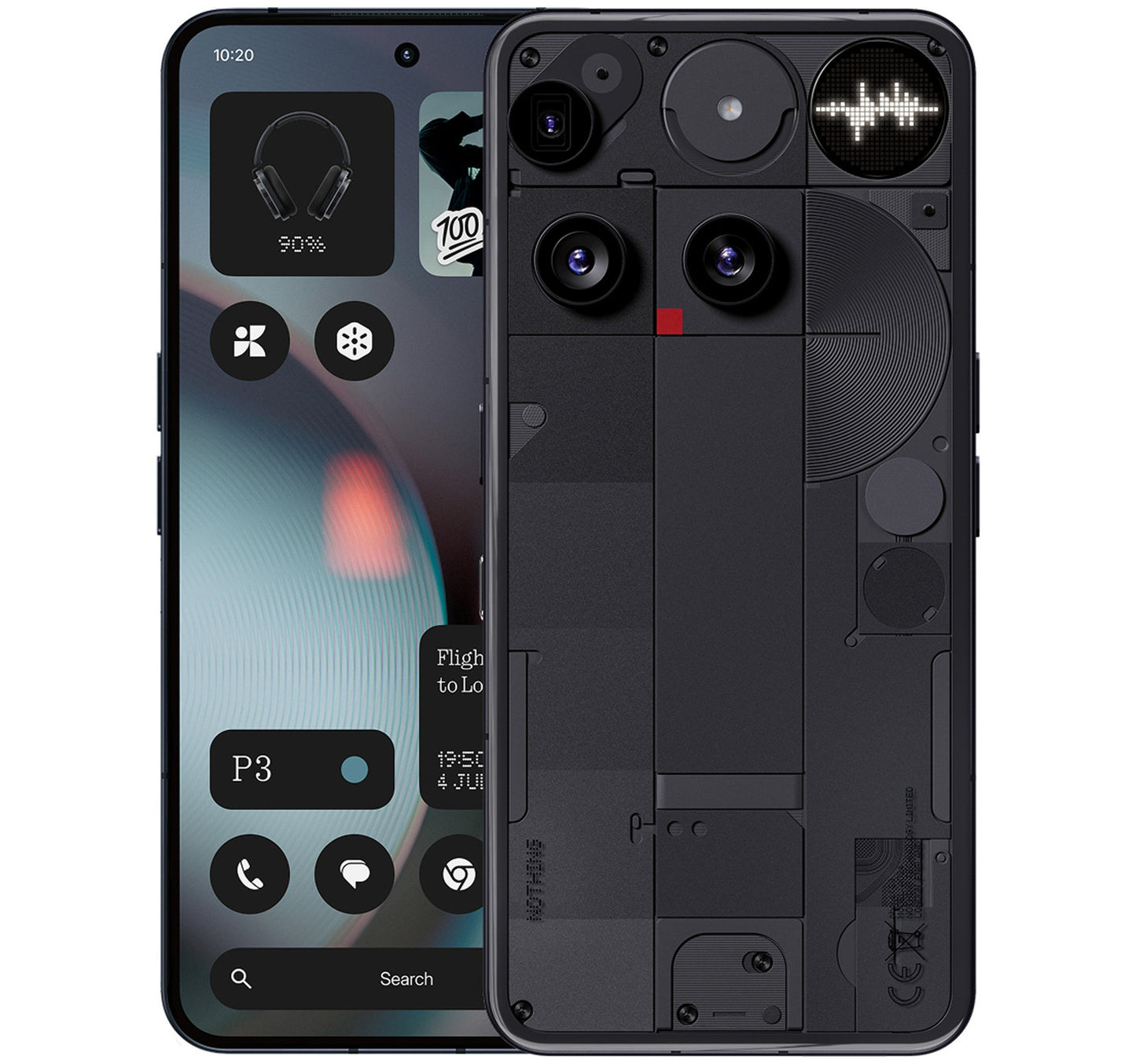 Nothing Phone (3) 5G Smartphone, 16 GB RAM, 512 GB Storage, Black + Nothing Open-Ear Earbuds with Earhooks, White, B182-NOTHING-EAR