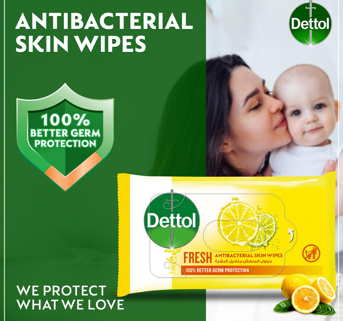 Dettol Fresh Antibacterial Skin Wipes 10pcs