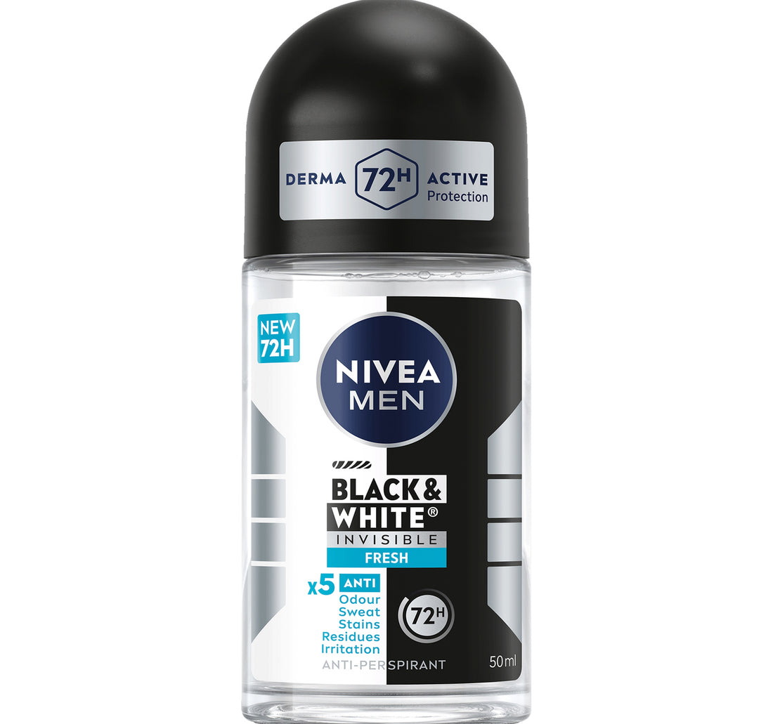 Nivea Men Black & White Invisible Antiperspirant Deodorant Fresh 72H Active Protection Roll-on 50 ml
