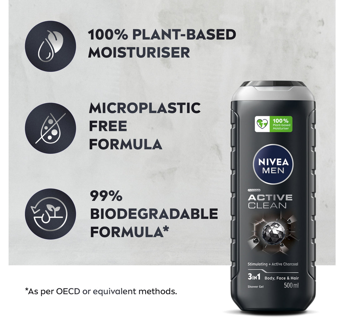 Nivea Men Active Clean 3in1 Shower Gel 500 ml