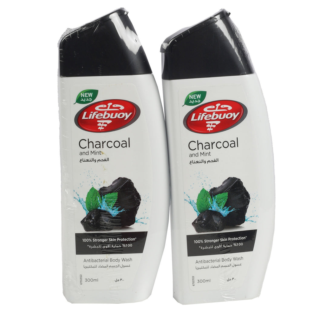 Lifebuoy Charcoal & Mint Antibacterial Body Wash 2 x 300 ml
