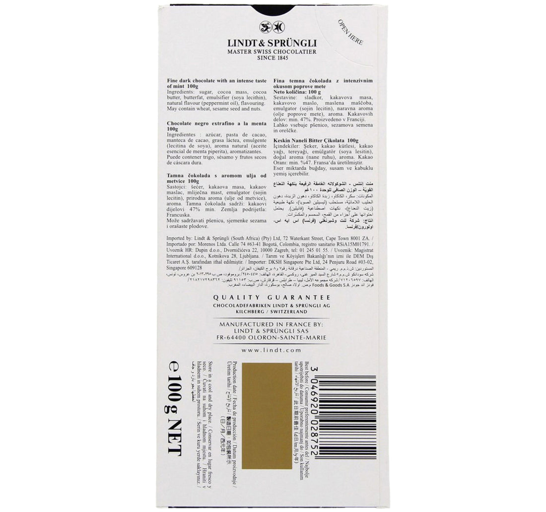 Lindt Excellence Mint Intense Dark 100 g