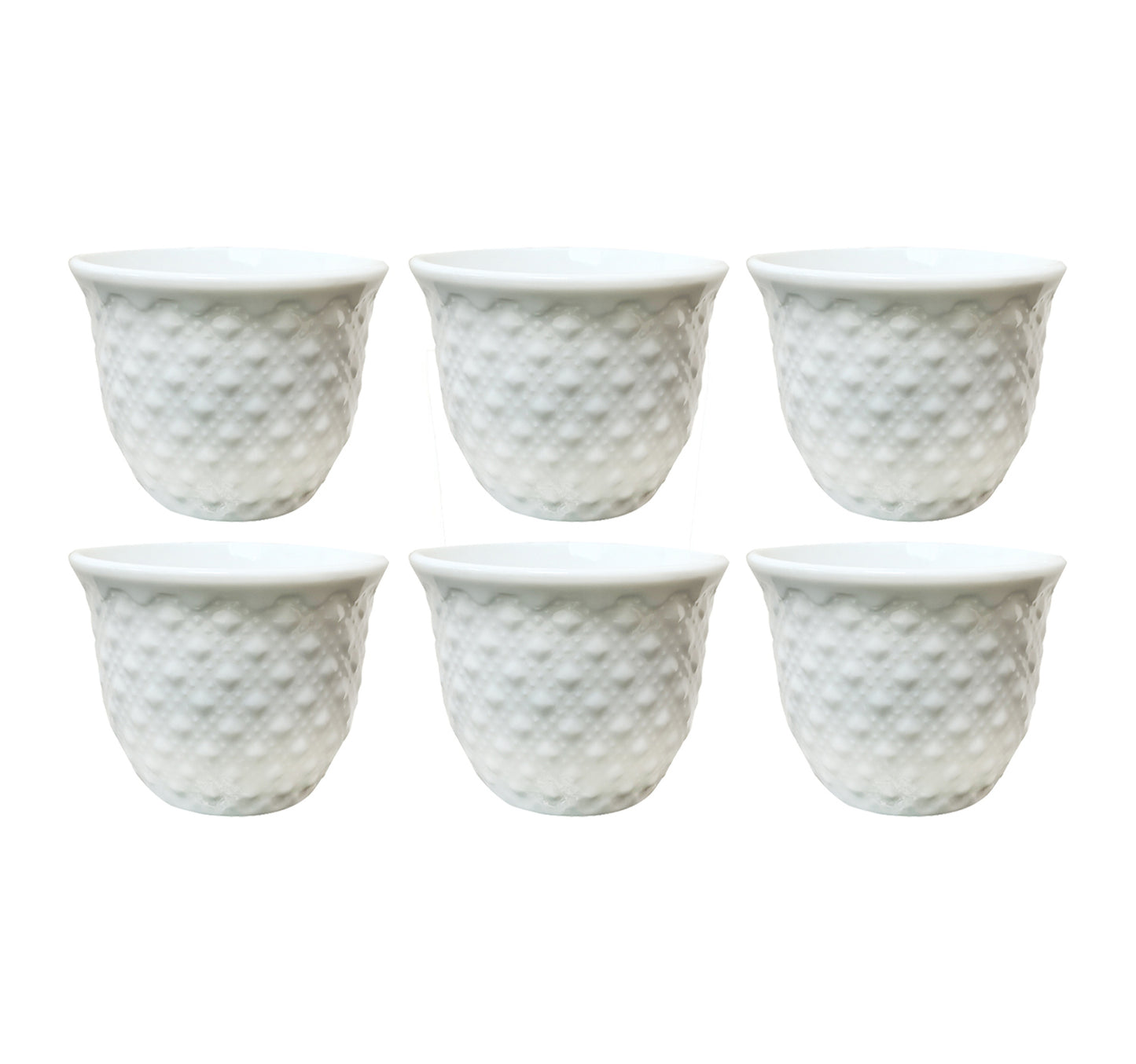 Home Ceramic Cawa Cups, 60 ml, 6 pcs, White, GUANG-H4245