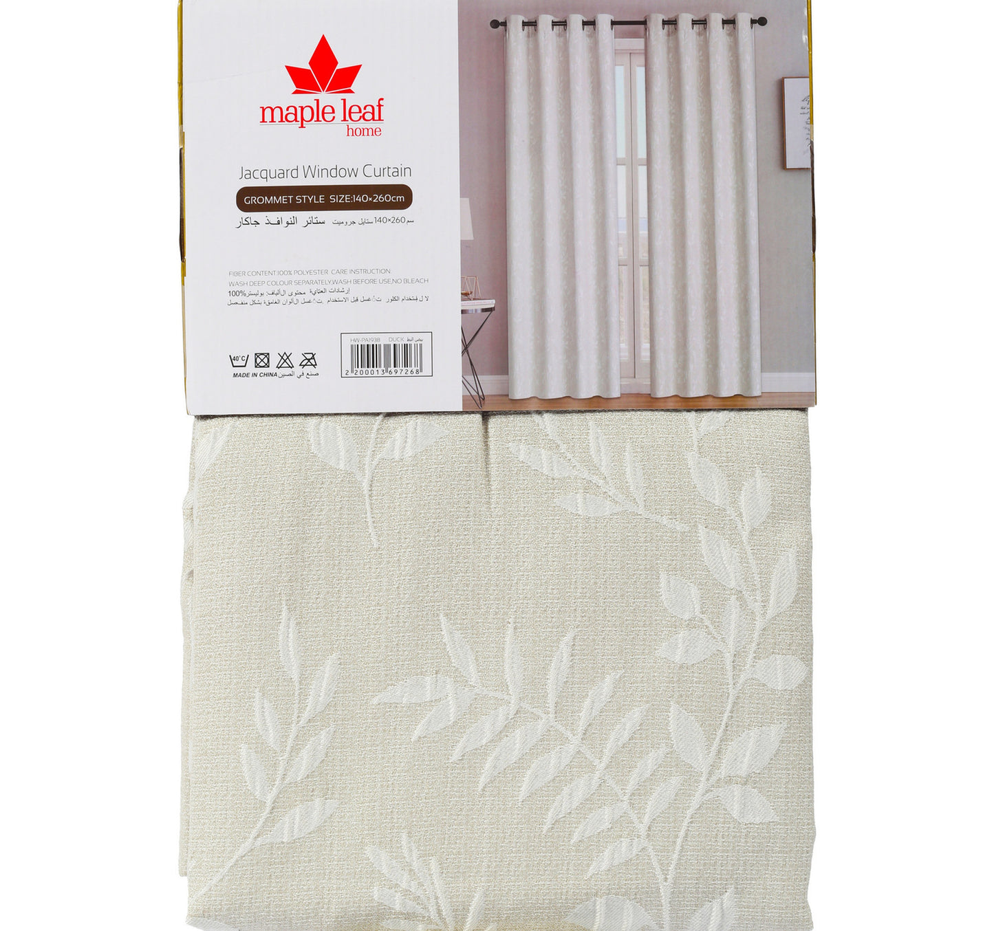 Maple Leaf Home Jacquard Window Curtain 140 x 260cm Duck