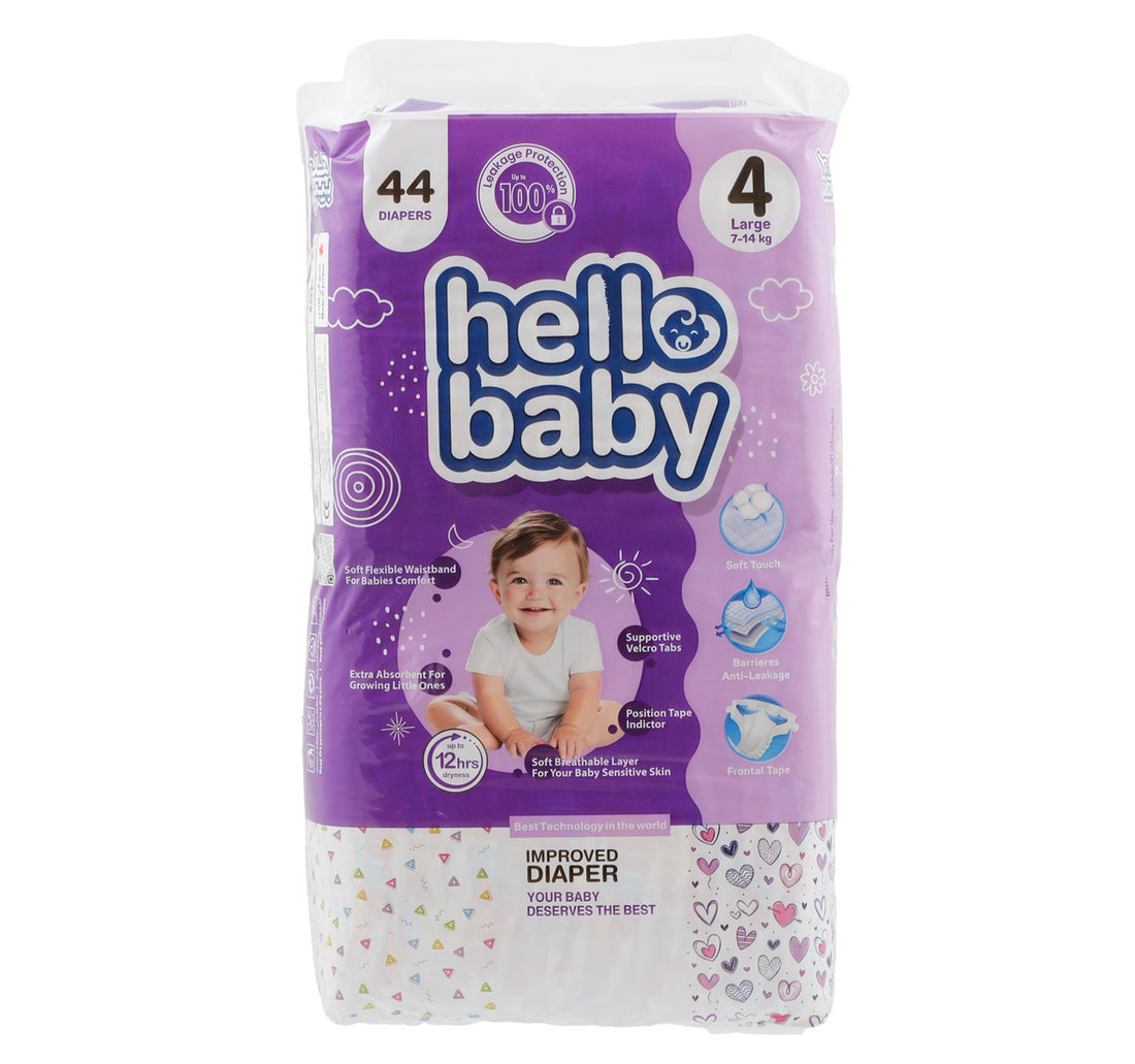 Hello Baby Jumbo Improved Diaper Size 4 Large 7 - 14kg 44 pcs