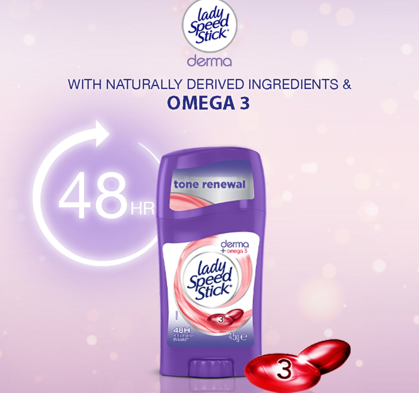 Mennen Lady Speed Stick Derma Sticks Deodorant Anti-Perspirant Derma + Omega 3 45 g