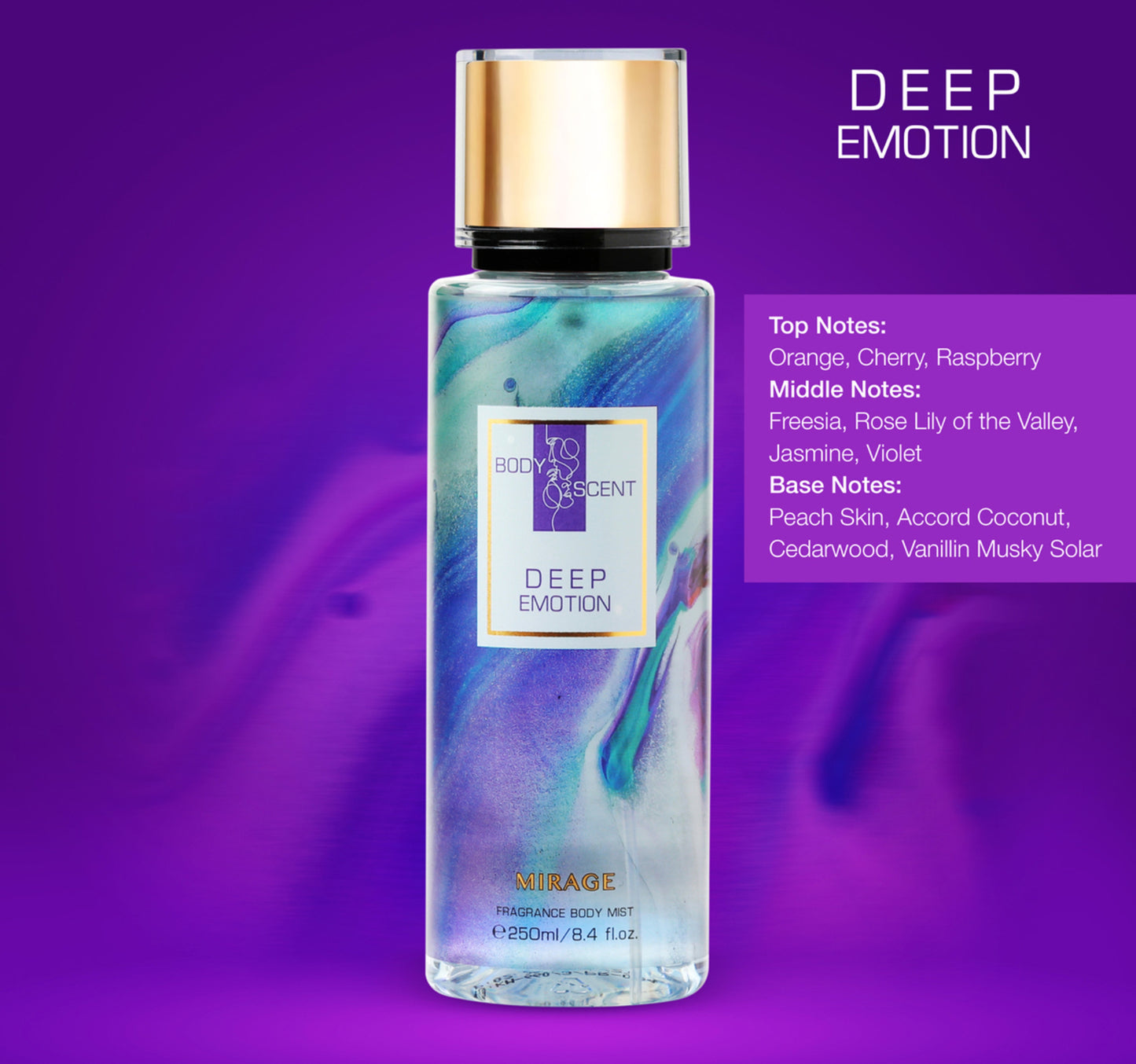 Body Scent Mirage Fragrance Body Mist for Women, Deep Emotion, 250 ml