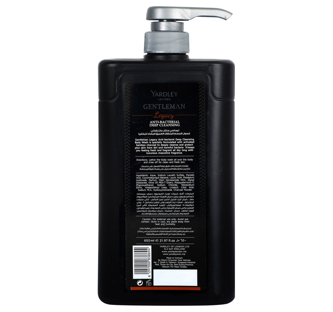 Yardley Body Wash Gentleman Legacy 500 ml + 150 ml