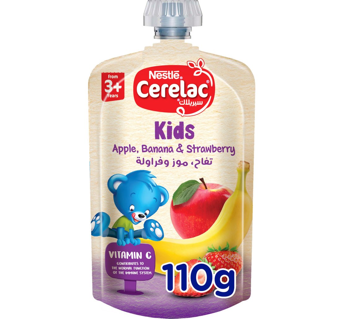 Nestle Cerelac Kids Apple Banana & Strawberry Fruit Puree Baby Food From 3+ Years 110 g