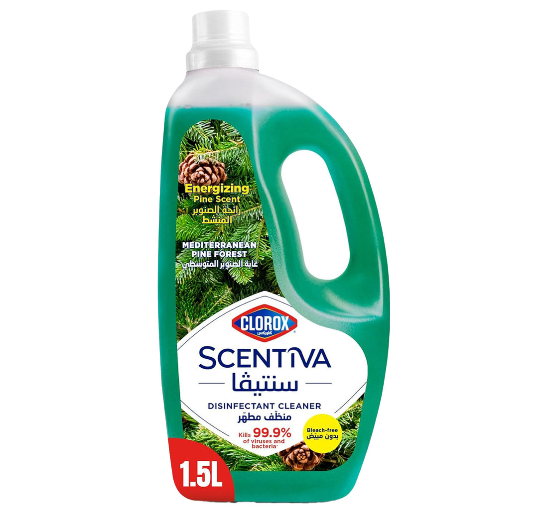 منظف ومطهر كلوركس سينتيفا برائحة غابة الصنوبر المتوسطية، خالي من المبيضات، 1.5 لتر