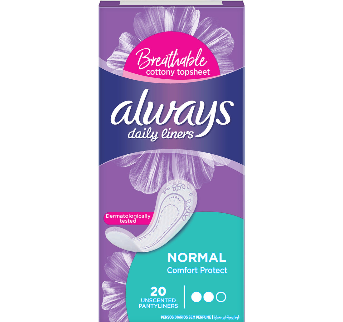 فوط صحية يومية من أولويز، مريحة، حماية عادية، غير معطرة، 20 قطعة