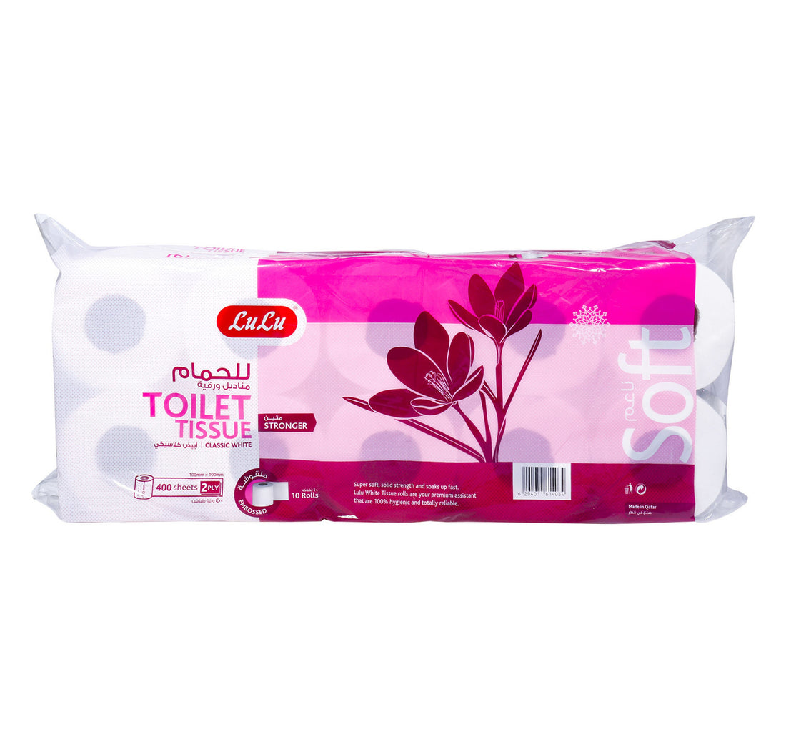 LuLu Toilet Tissue Embossed 2ply 400 Sheets 10 Rolls