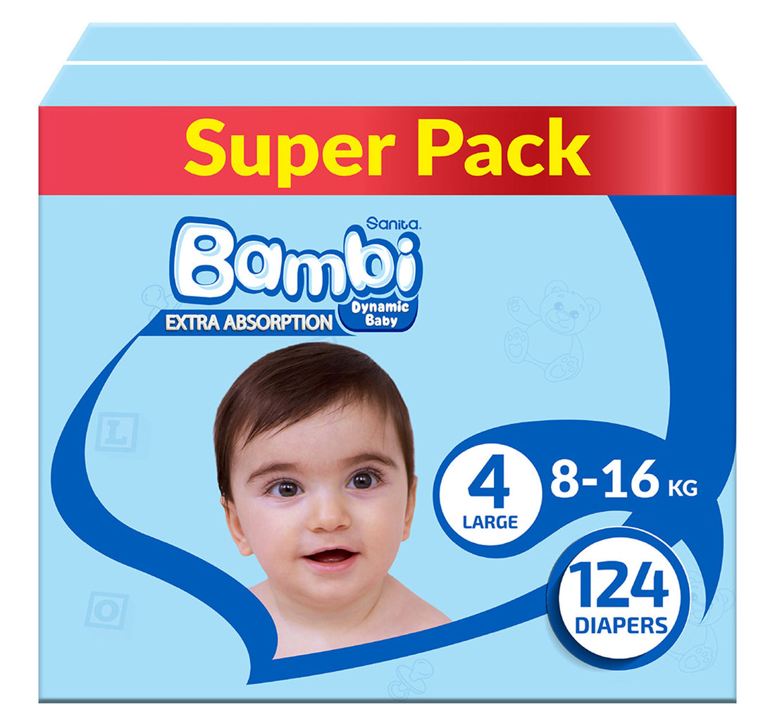 Sanita Bambi Baby Diaper Size 4 Large 8-16 kg 124 pcs