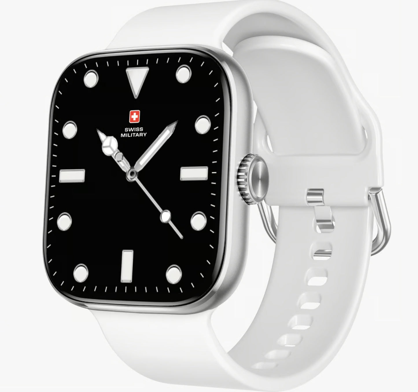 Swiss Military Smart Watch Alps4, 1.75 Inches with White Silicone Strap