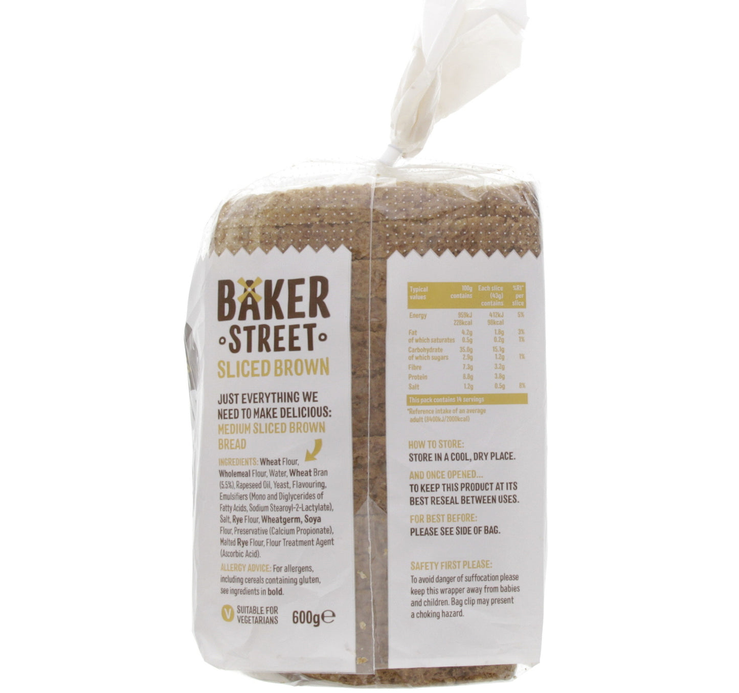 Baker Street Medium Brown Sliced Bread 600 g