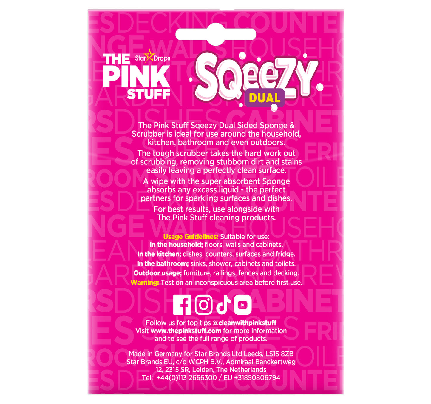 Star Drops Pink Stuff Dual Sided Sponge & Scrubber 1 pc