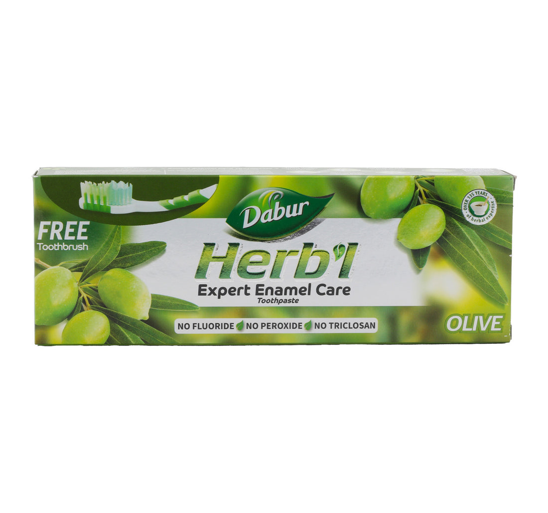 Dabur Herbal Expert Enamel Care Olive Toothpaste 150 g + Toothbrush