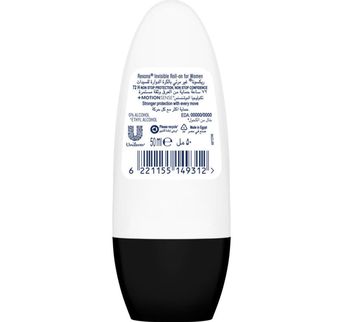 Rexona Antibacterial + Invisible Anti-Perspirant Roll On For Women 50 ml