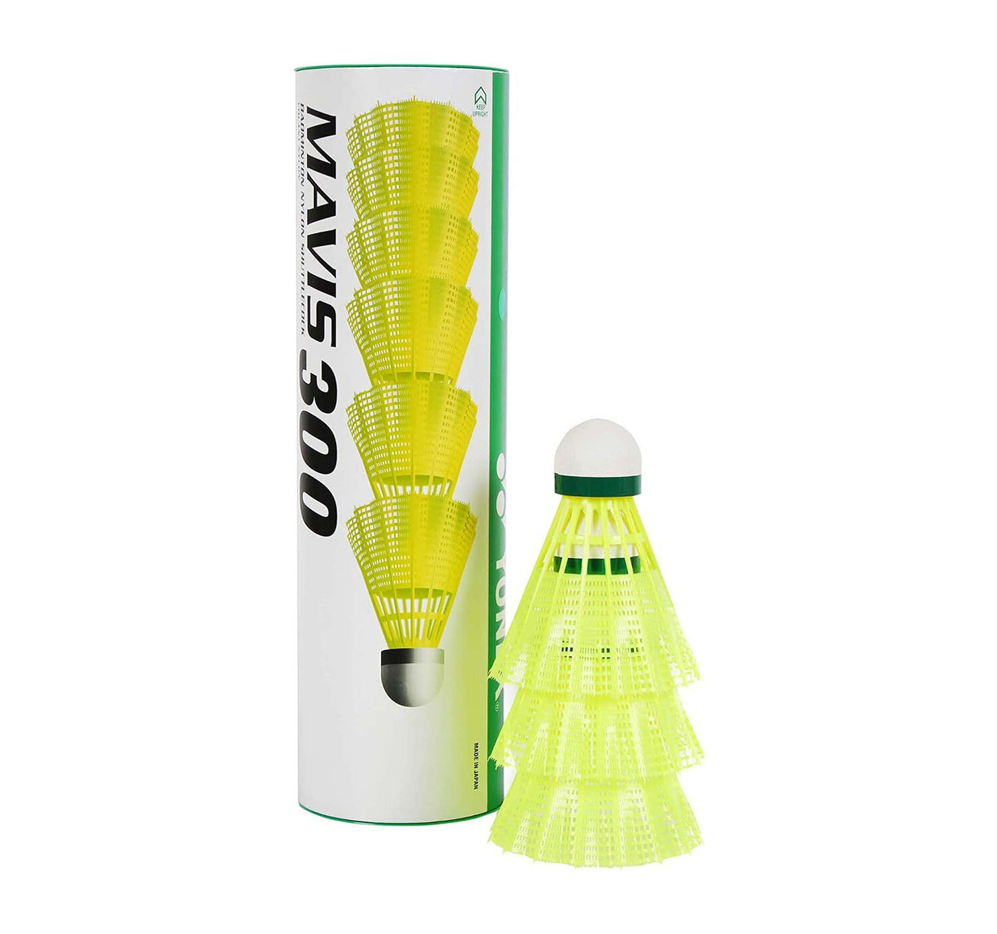 Yonex Shuttlecock 1x6 Green Cap Nylon Mavis 300 Yellow