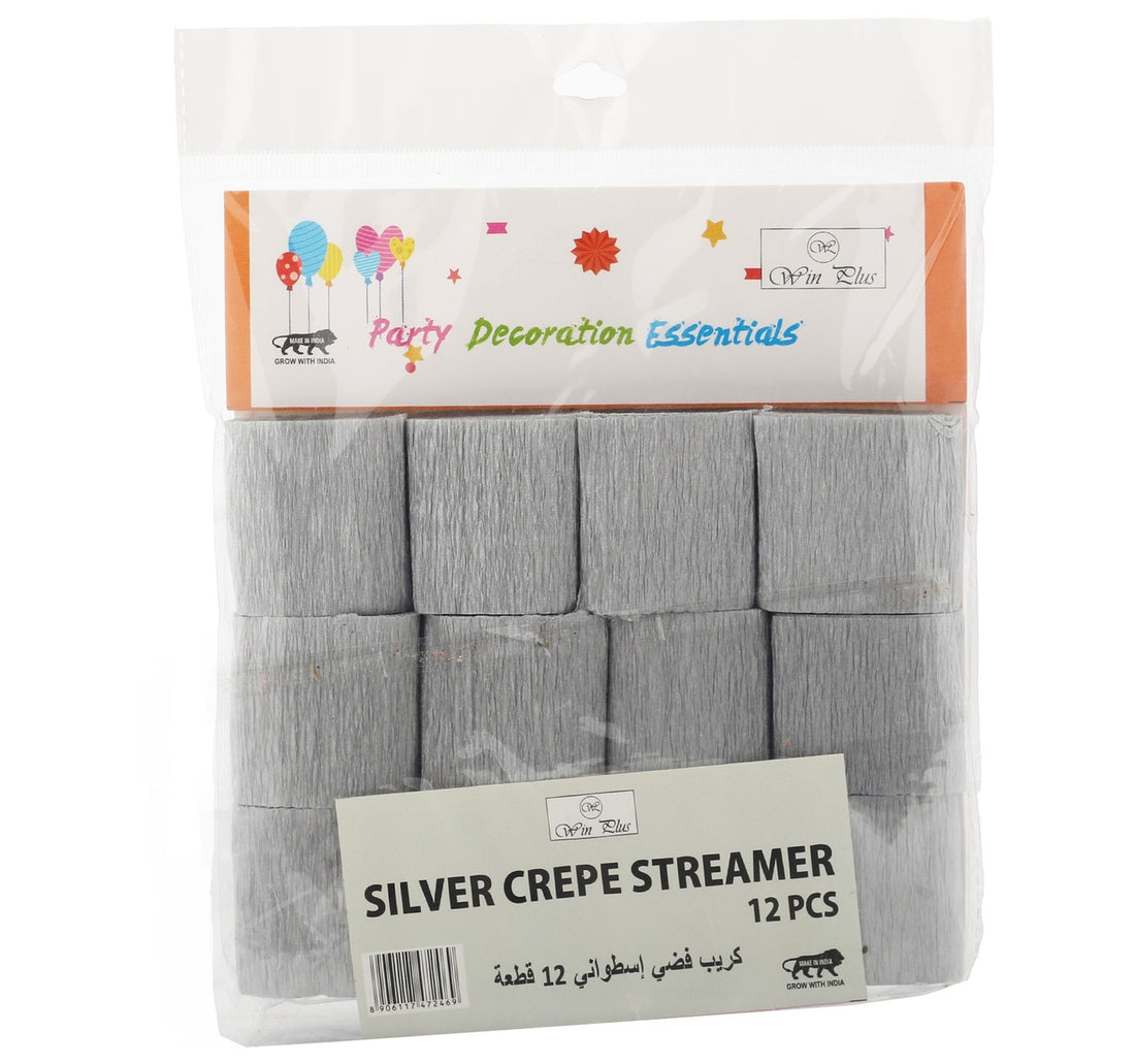 Win Plus Silver Crepe Paper Round EX306 12pcs