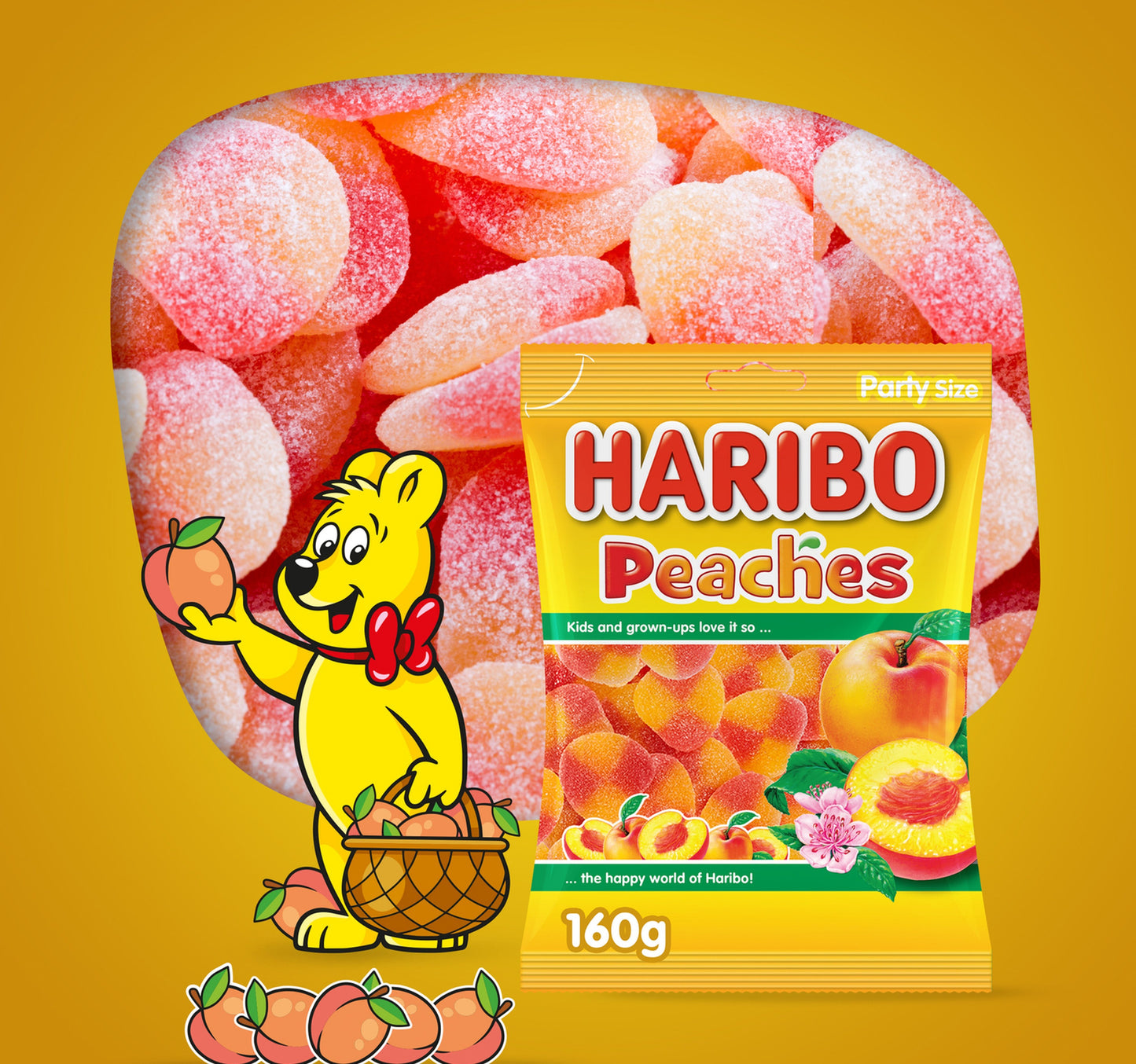 Haribo Peaches Gummy Candy 160 g