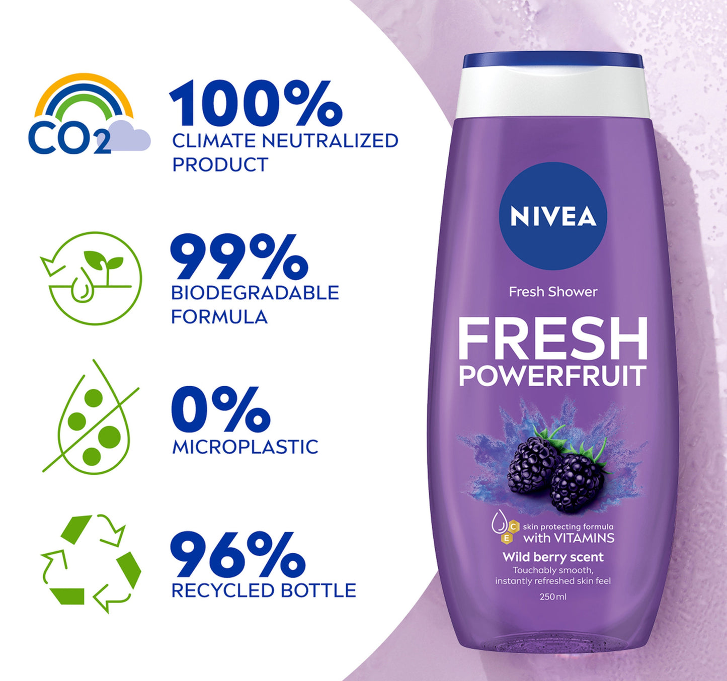 Nivea Fresh Powerfruit Shower Gel Body Wash 250 ml