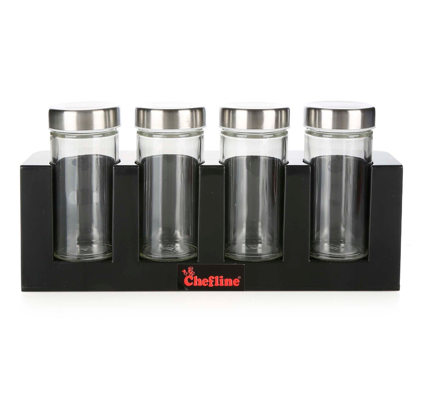 Chefline Spice Jar Set with Rack, 4 Pcs, GSR-1124B