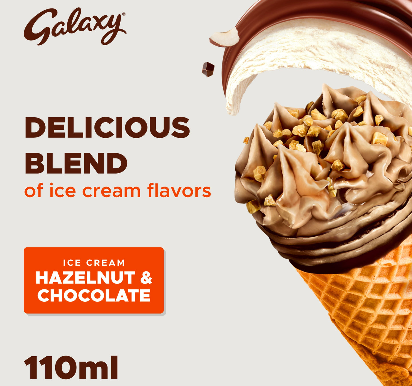 Galaxy Hazelnut & Chocolate Ice Cream Cone 110 ml