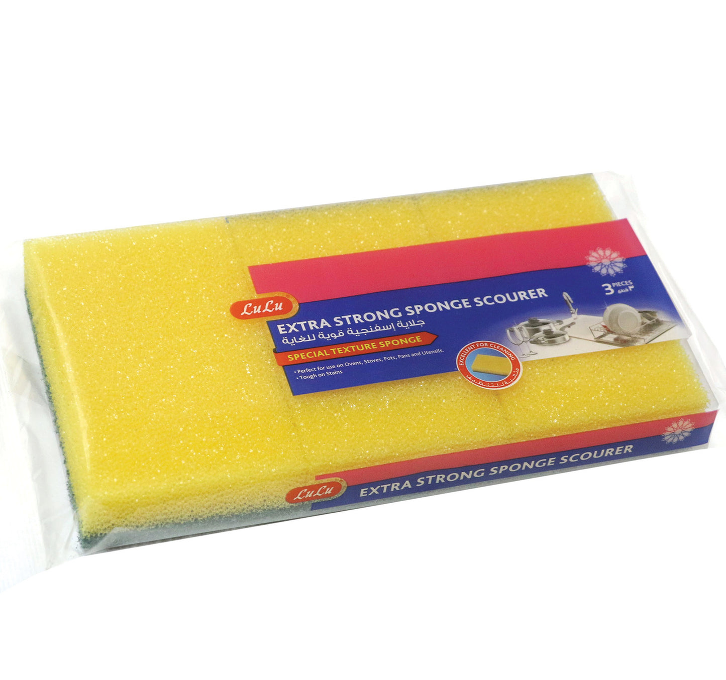 LuLu Extra Strong Sponge Scourer 3 pcs
