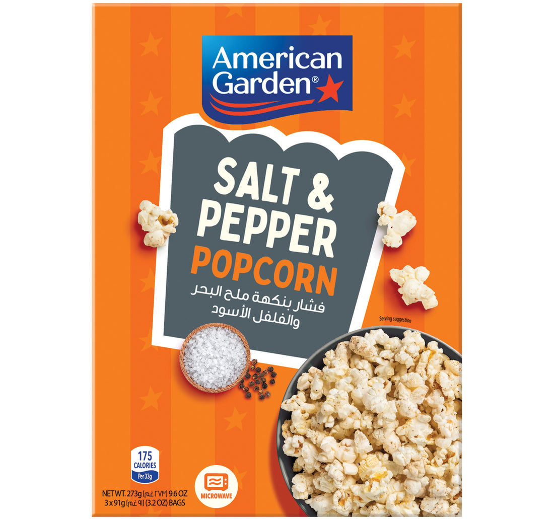 American Garden Gluten Free Microwave Sea Salt & Pepper Popcorn 273 g