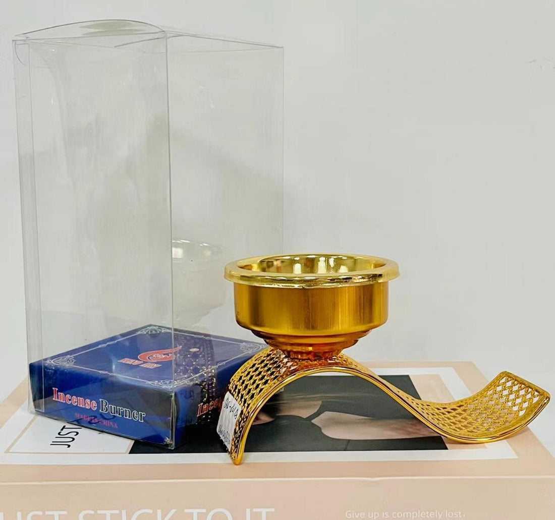 Maple Leaf Metal Incense Charcoal Burner 12.5x10cm Gold