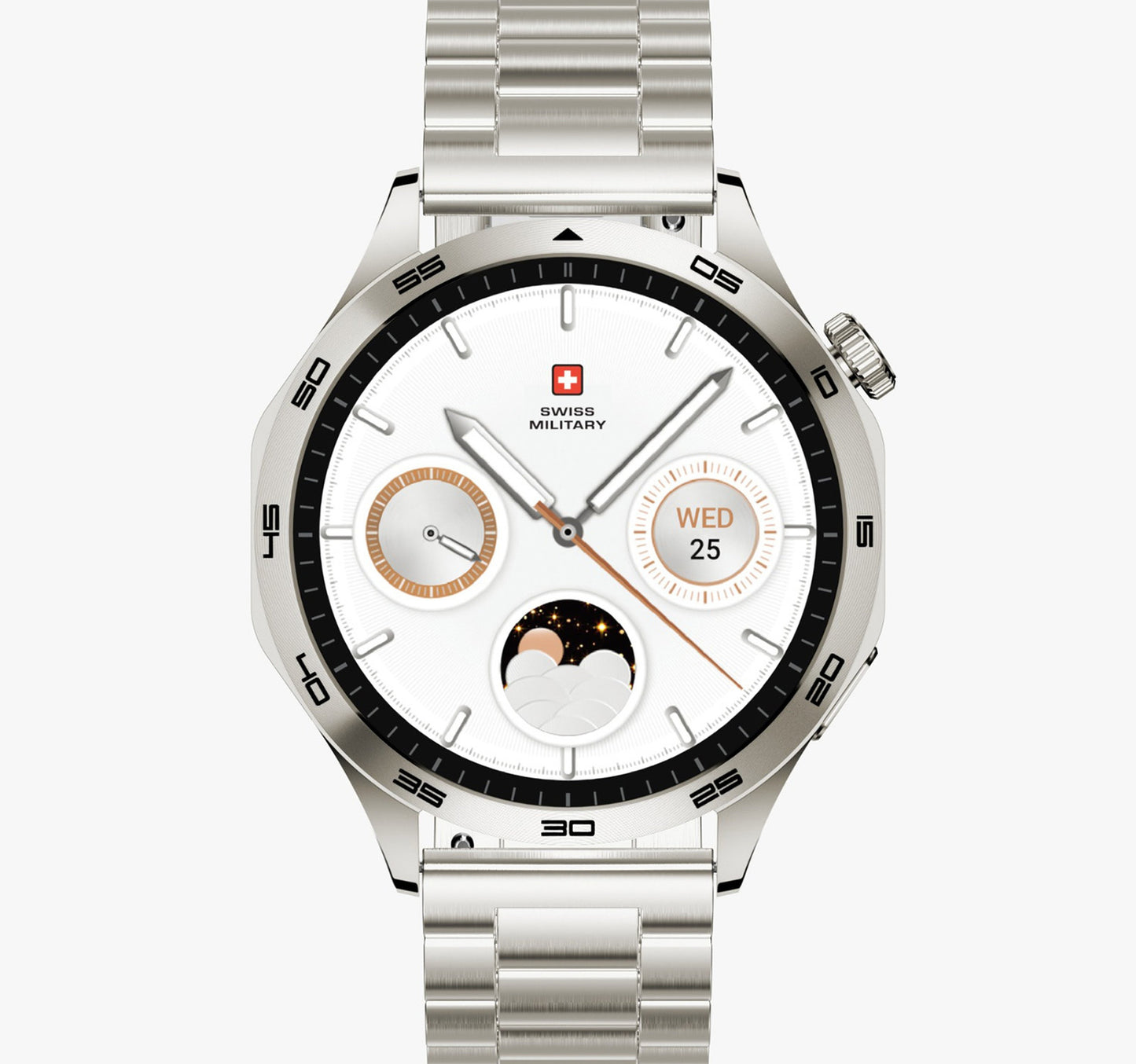Swiss Military Swiss International Smart Watch, 1.43 AMOLED Display, Gold Frame with Gold Metal Strap