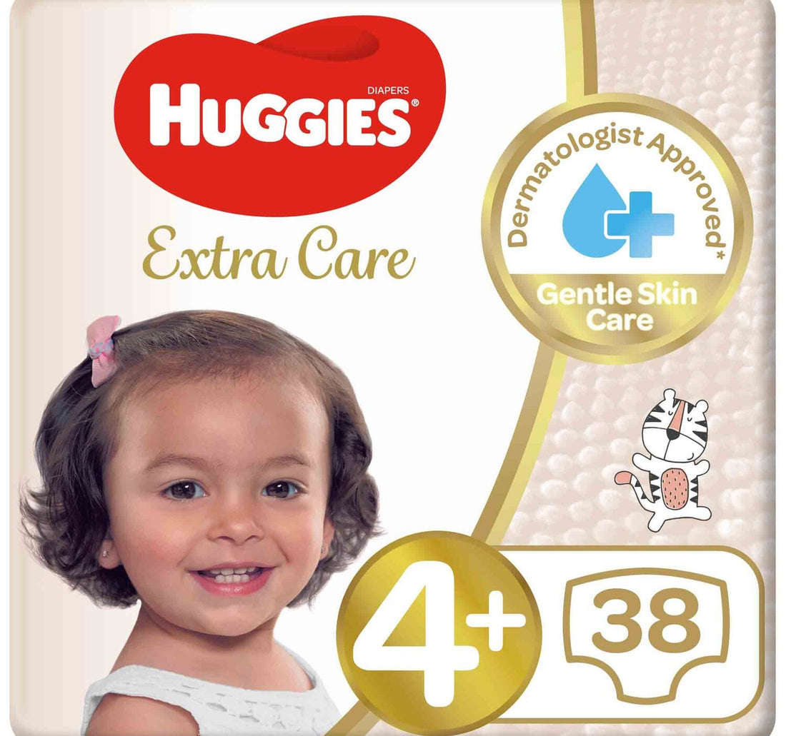 حفاضات هجيز إكسترا كير مقاس 4+ من 10 إلى 16 كجم، عبوة اقتصادية، 38 قطعة