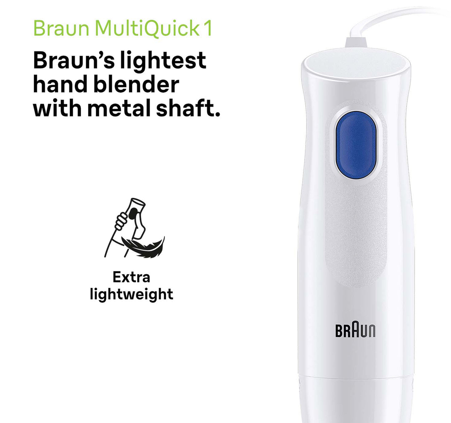 Braun Multi Quick Hand Blender, 450W, White, MQ10.202M