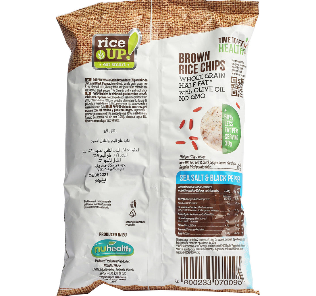 Rice Up Sea Salt & Black Pepper Brown Rice Chips 60 g