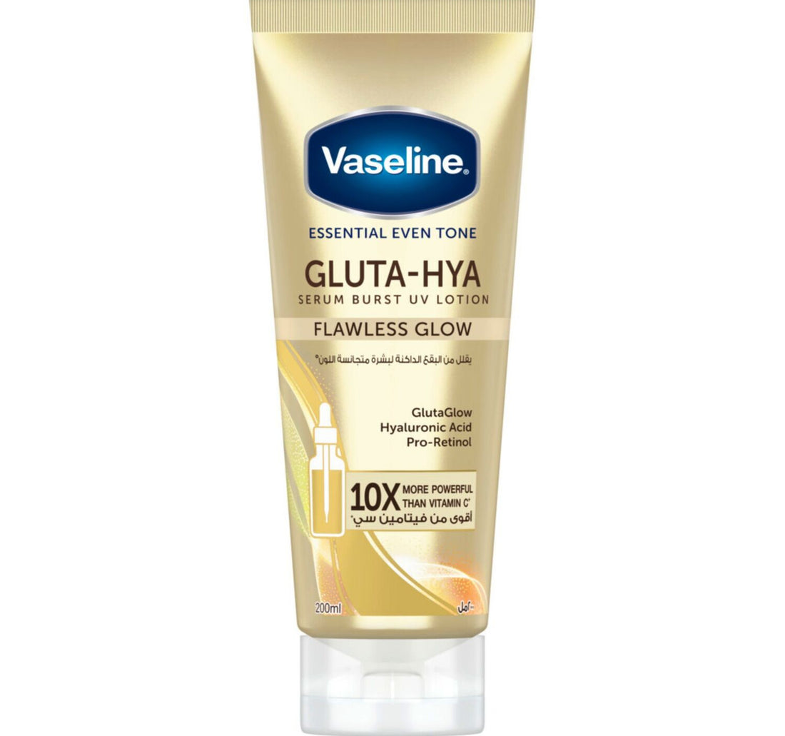 Vaseline Essential Even Tone Gluta-Hya Flawless Glow Serum Burst UV Lotion 200 ml