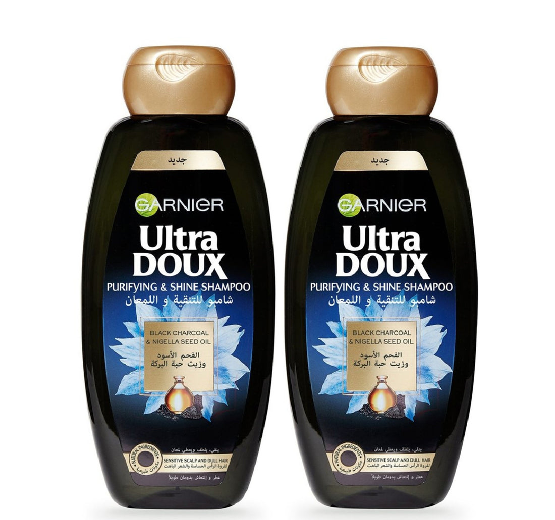 Garnier Ultra Doux Shampoo Black Charcoal & Nigella Seed Oil 2 x 400 ml