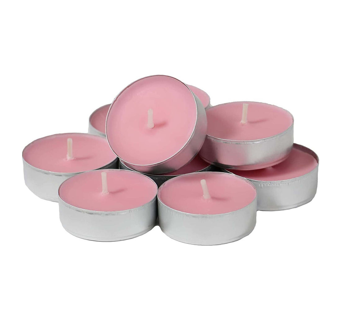 Maple Leaf Scented Tealight Candle Set 50pcs Pink