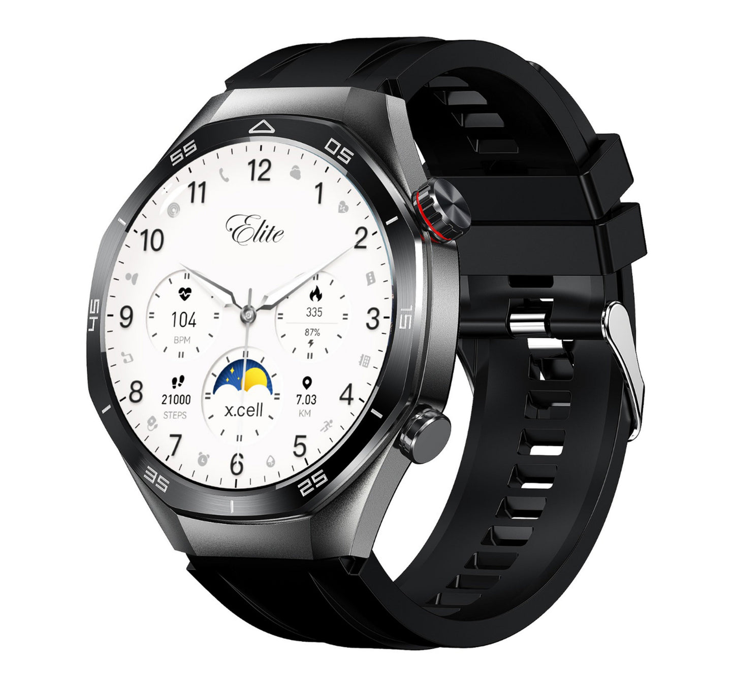 X.Cell Smart Watch Elite-7 Silicone Strap Black