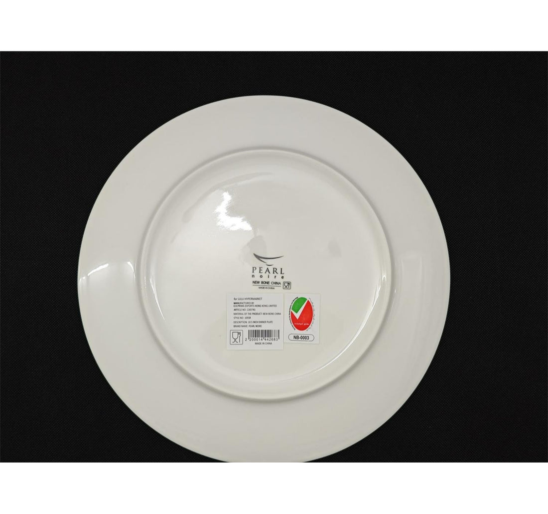 Pearl Noire Dinner Plate, 10.5 inches, White, NBC105SR-LIM