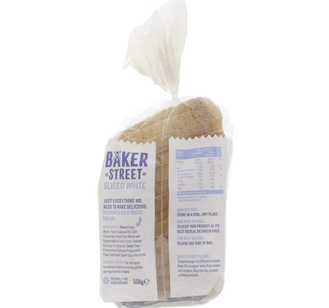 Baker Street Medium White Sliced Bread 550 g