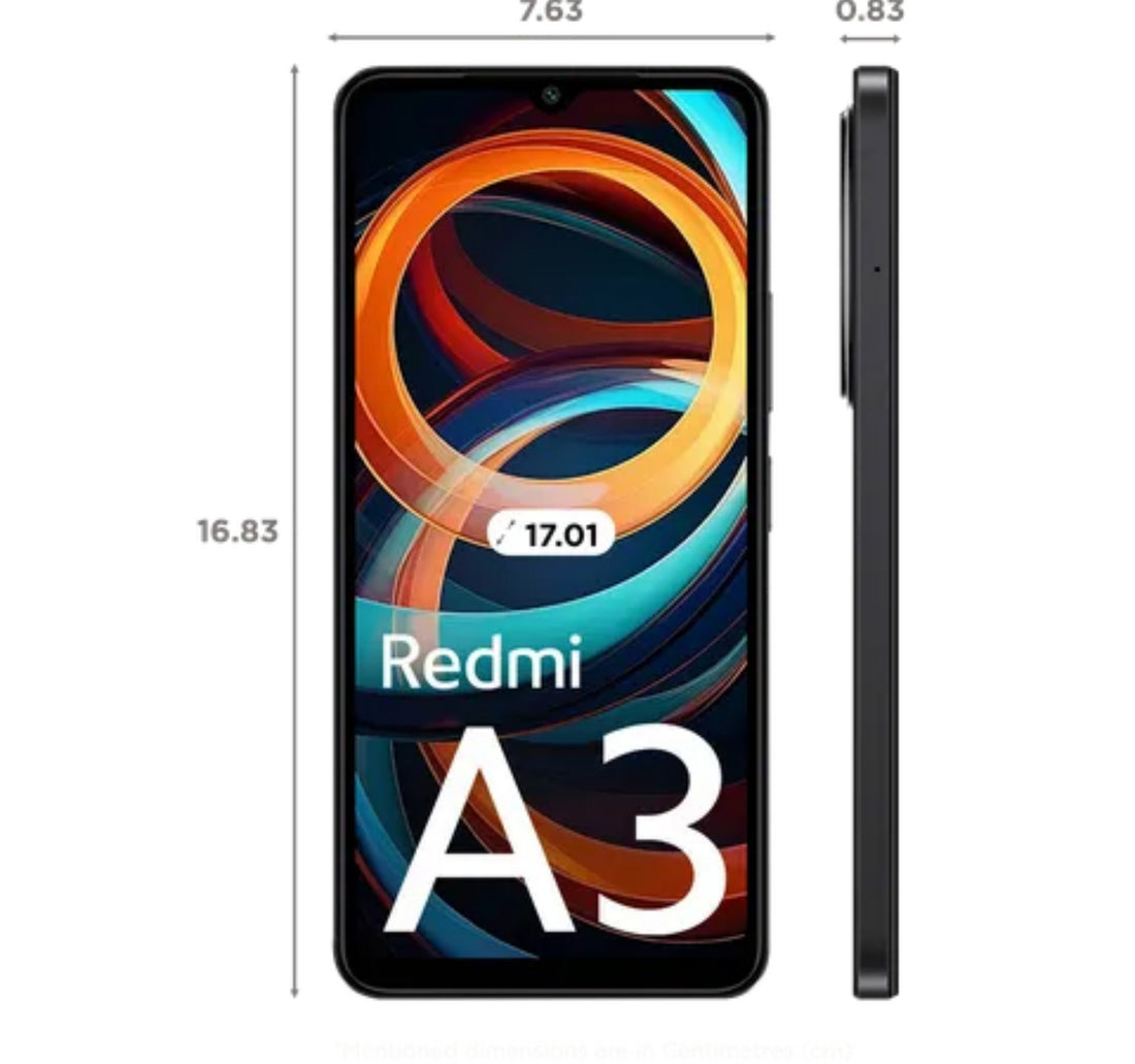 Xiaomi Redmi A3 4G Smartphone, 3 GB RAM, 64 GB Storage, Midnight Black