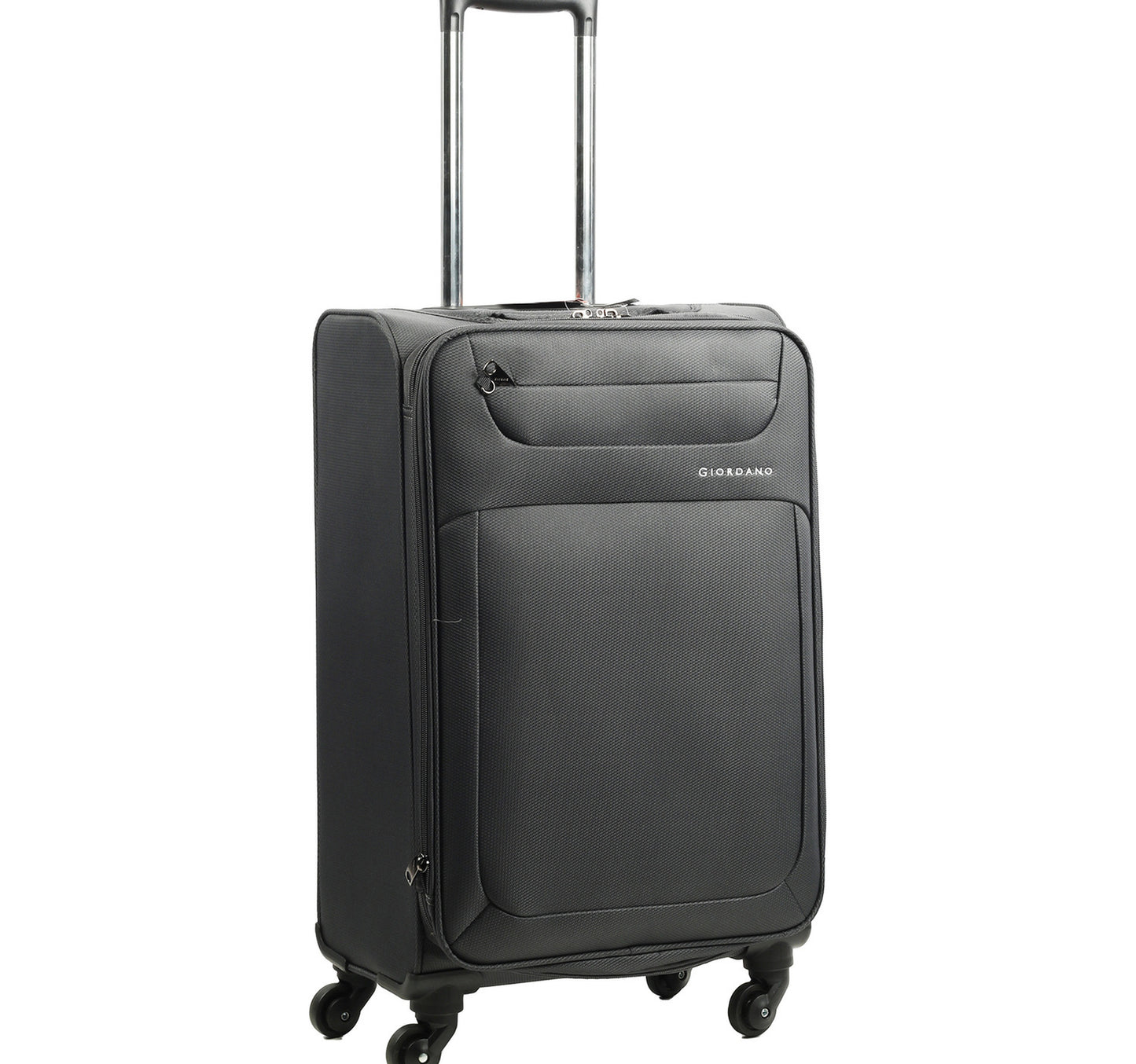 Giordano 4 Wheel Double Zipper Soft Trolley, 24 inches Grey, 163121
