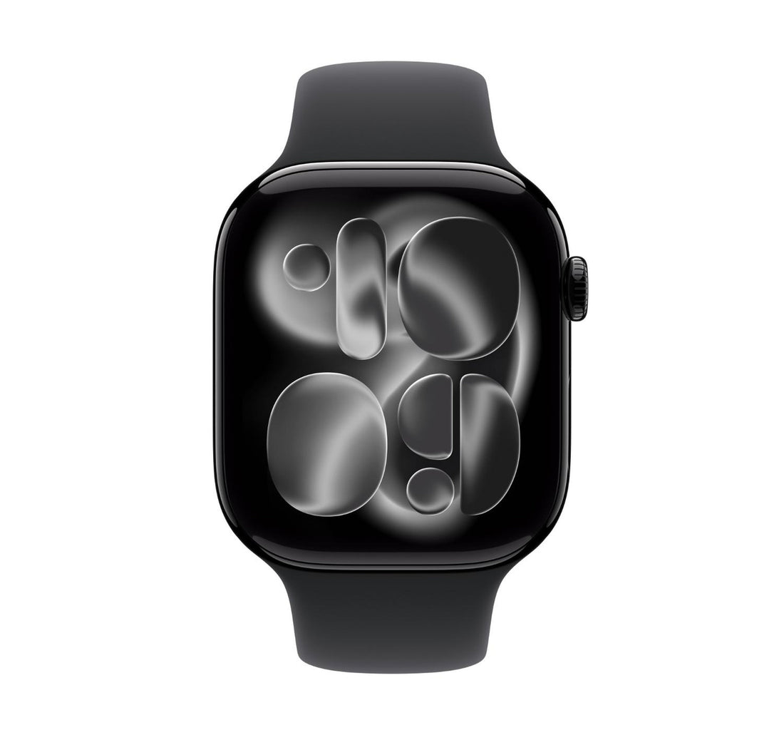 Apple Watch Series 11 GPS Smartwatch, 42 mm Jet Black Aluminium Case with Black Sport Band (M/L), MEQU4AF/A