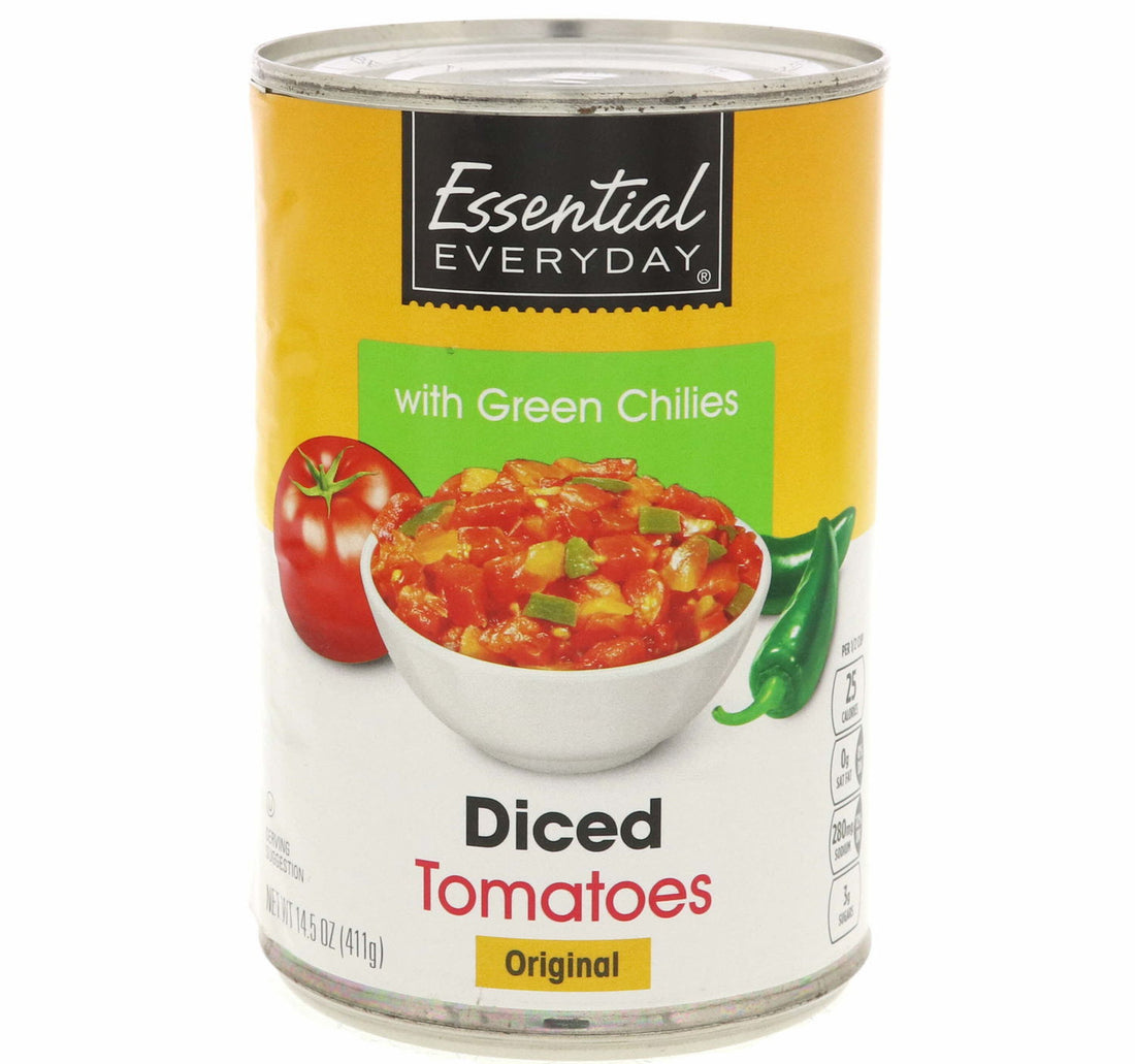 Essential Everyday Diced Tomatoes With Green Chilies 411 g