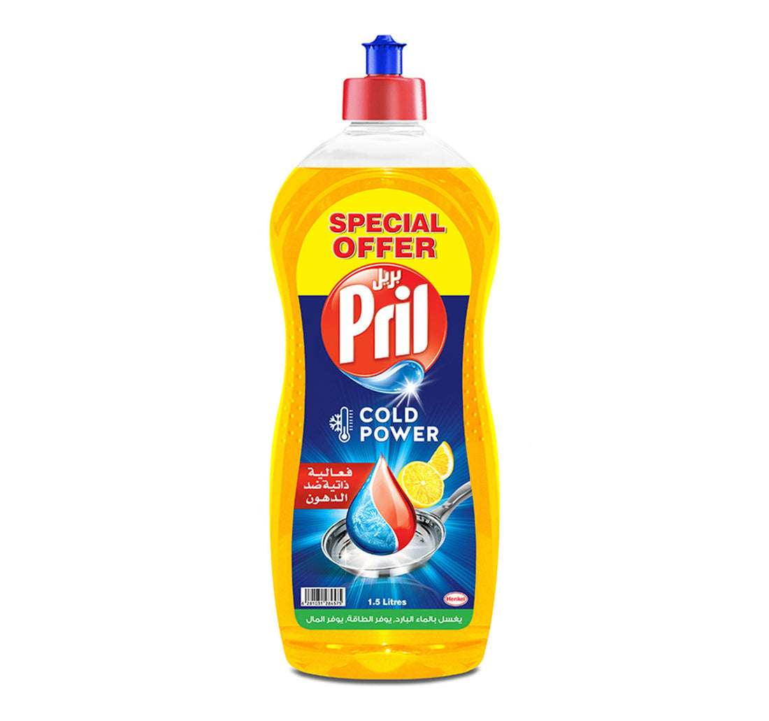 Pril Cold Power Lemon Dishwashing Liquid Value Pack 1.5 Litres