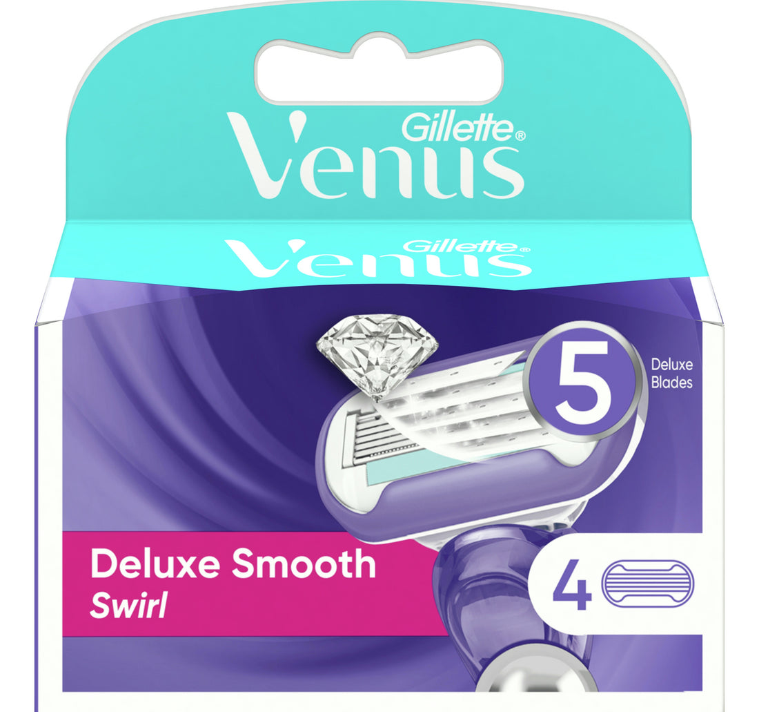 شفرات حلاقة جيليت فينوس ديلوكس سموث سويرل للنساء، عبوة من 4 قطع