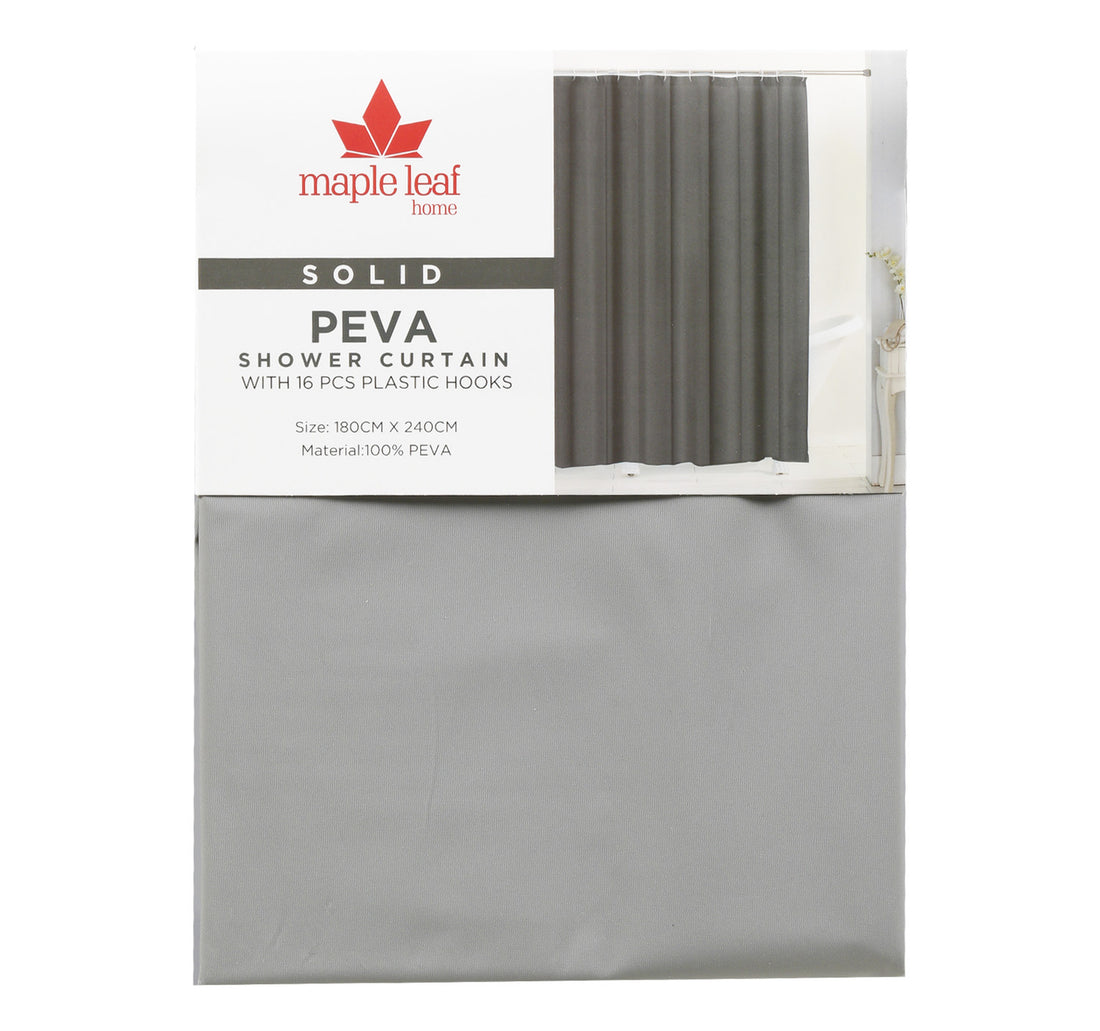 Maple Leaf Home Solid Peva Shower Curtain, 180 x 240 cm, Assorted