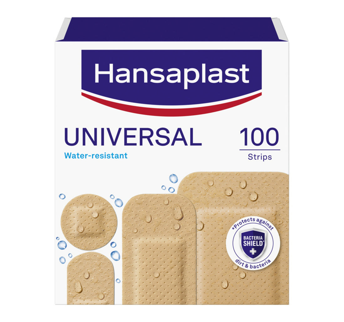 ضمادات الجروح العالمية هانسابلاست المقاومة للماء ذات الالتصاق القوي، 100 قطعة
