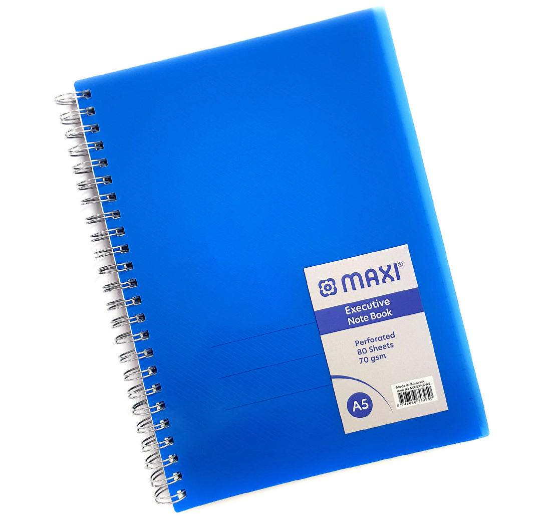 Maxi wire-o-colored polypropylene notebook, A5 Size, 80 sheets, MX-EXNB-A5